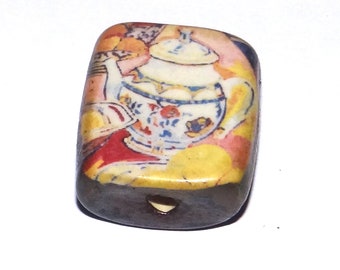 Ceramic Teapot Focal Bead Handmade Pottery Beads 20mm PP8-4