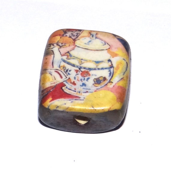 Ceramic Teapot Focal Bead Handmade Pottery Beads 20mm PP8-4