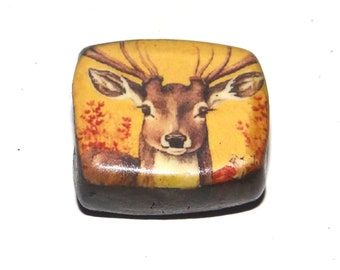 Ceramic Deer Focal Bead Handmade Pottery Beads 20mm PP8-1