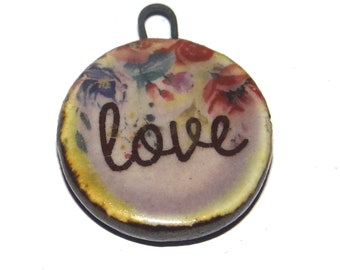 Ceramic Quote Pendant Handmade Focal Porcelain 25mm PP5-3