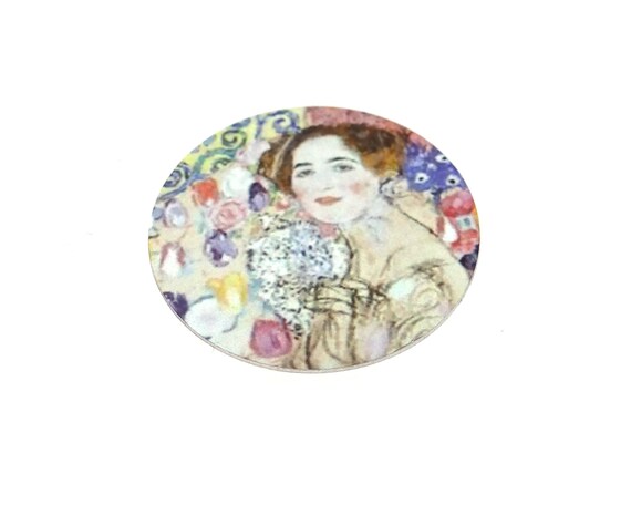 Faux Tin Klimt Pendant Charm Handmade 1" 25mm MP8-1