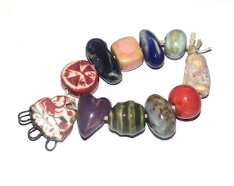 Ceramic Bead Set Handmade Porcelain 8-15mm