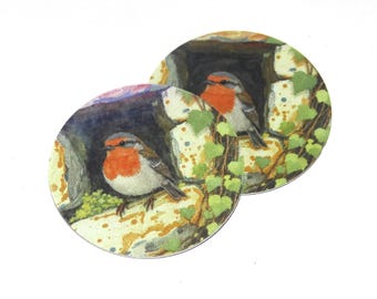 Faux Tin Robin Charms Handmade 25mm 1" MM8-3