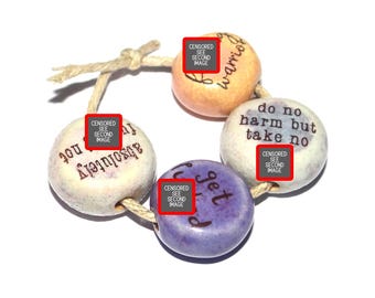 Porcelain Adult Quote Bead Set Porcelain Handmade 15mm 0.6" CC8-3