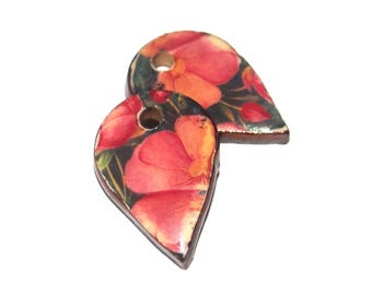 Ceramic Flower Charms Beads Pair Porcelain 20mm CC2-1