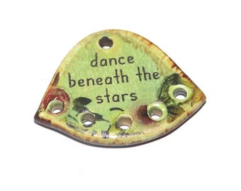 Ceramic Quote Pendant Handmade Focal Porcelain 30x25mm PP1-1