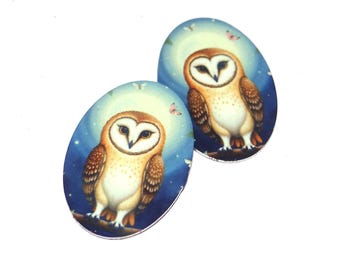 Faux Tin Owl Charms Handmade 25mm 1" MM8-2
