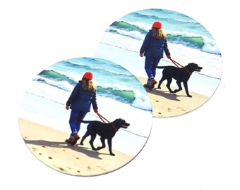 Faux Tin Dog Walker Charms Handmade 25mm 1" MM10-2