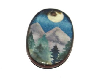Ceramic Forest Pendant Handmade Focal Porcelain 28mm PP8-1