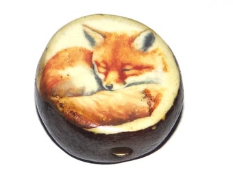 Ceramic Fox Focal Bead Handmade Pottery Beads 20mm PP2-2