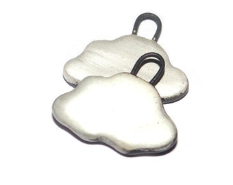 Ceramic Silver Luster Cloud Earring Charms Pair Beads Handmade Rustic 16mm