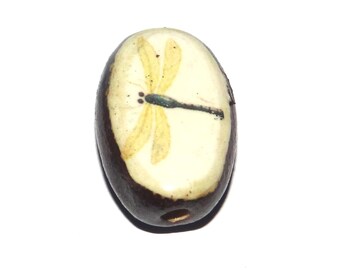 Ceramic Dragonfly Focal Bead Handmade Pottery Beads 23mm PP7-2