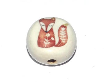 Ceramic Fox Focal Bead Handmade Pottery Beads 18-20mm PP7-3