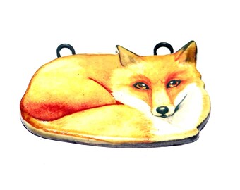 Ceramic Fox Pendant Handmade Focal 42mm CC7-3