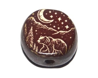 Ceramic Bear Focal Bead Handmade Pottery Beads 17mm PP6-2