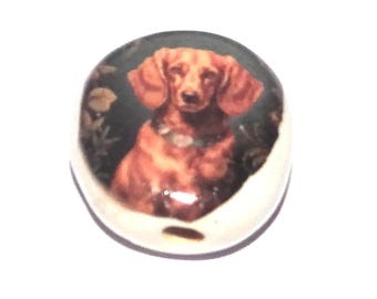 Ceramic Dog Focal Bead Handmade Pottery Beads 17mm BB6-3