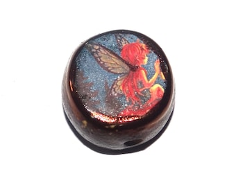 Ceramic Fairy Focal Bead Handmade Pottery Beads 17-18mm BB7-1