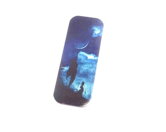 Faux Tin Moon Hare Woman Female Goddess Pendant Handmade 40mm 1.6 MM6-1"