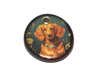 Ceramic Dog Charm Pendant Porcelain Handmade 17mm PP9-2