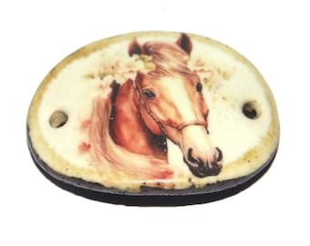 Ceramic Horse Bracelet Bar Cuff Porcelain 34mm CC4-2