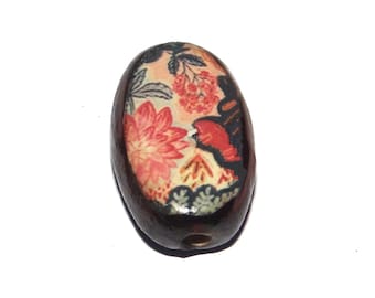 Ceramic Flower Focal Bead Handmade Pottery Beads 23mm PP7-2