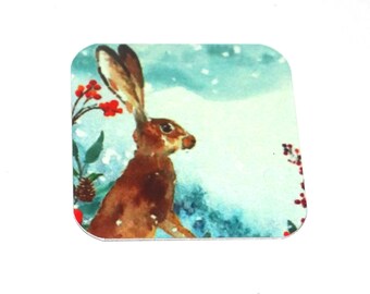 Faux Tin Hare Rabbit Pendant Handmade 25mm MM5-3