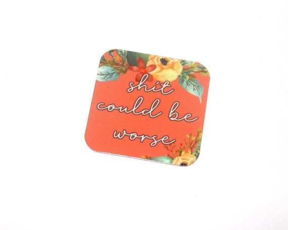 Metal Faux Tin Quote Charm Pendant Handmade 25mm 1" Square MSQ4-4