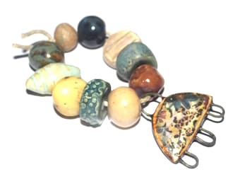Ceramic Bead Set Handmade Porcelain 8-15mm
