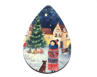 Wooden Christmas Tree Decoration Deer Pendant Handmade 65mm MM1-3