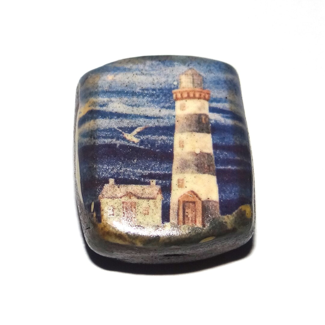 Ceramic Lighthouse Focal Bead Handmade Pottery Beads 24mm Etsy