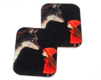 Faux Tin Red Riding Hood Charms Handmade 25mm 1" MM2-2