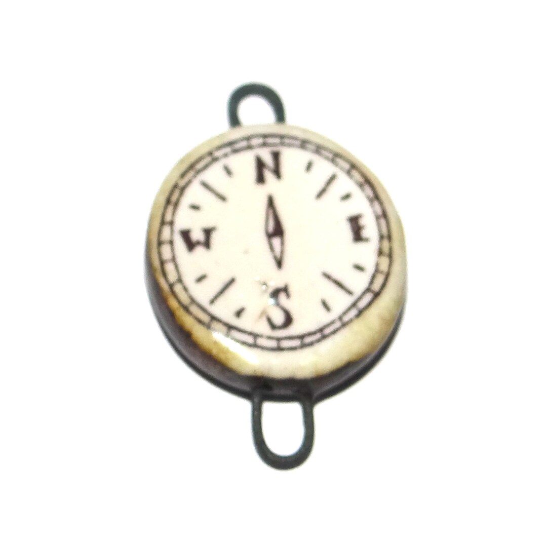 Ceramic Compass Connector Pendant Porcelain Handmade 30mm CC3-1 - Etsy