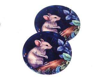 Faux Tin Mouse Earring Charms Handmade 1" 25mm MM7-2