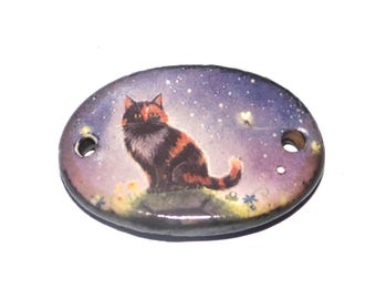 Ceramic Cat Bracelet Bar Cuff Porcelain 30mm CC5-3