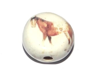 Ceramic Horse Focal Bead Handmade Pottery Beads 17mm PP6-3