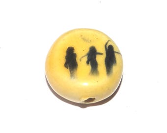 Ceramic Coven Witches Focal Bead Handmade Pottery Beads 18-20mm PP7-1