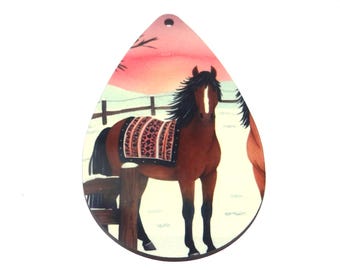 Wooden Christmas Tree Decoration Winter Pendant Handmade 65mm MM1-4