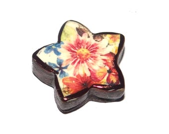 Ceramic Flower Focal Bead Handmade Pottery Beads 18mm PP7-2