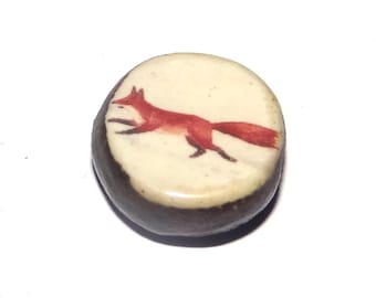 Ceramic Fox Focal Bead Handmade Pottery Beads 16mm PP7-4
