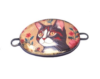 Ceramic Cat Bracelet Bar Cuff Porcelain 35mm PP4-4