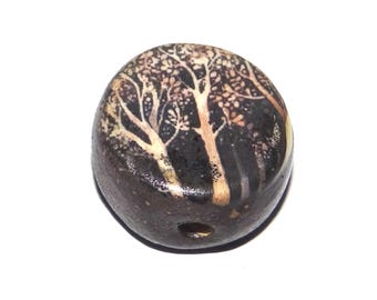 Ceramic Tree Focal Bead Handmade Pottery Beads 17mm PP6-2