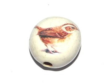 Ceramic Bird Focal Bead Handmade Pottery Beads 17mm PP6-3