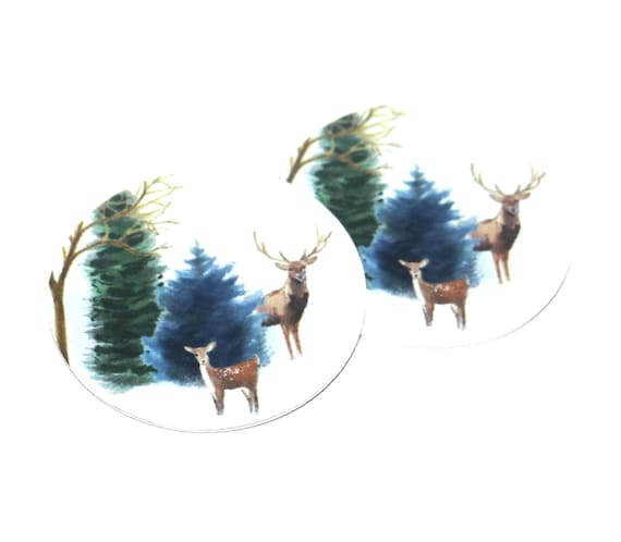 Faux Tin Deer Winter Earring Charms Handmade 1" 25mm MM10-2