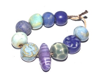 Ceramic Bead Set Handmade Porcelain 8-15mm