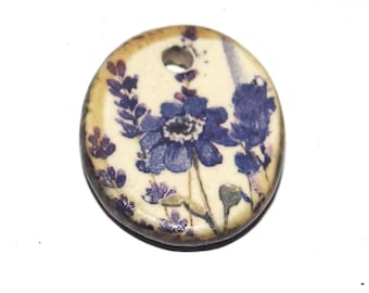 Small Ceramic Flower Pendant Charm Handmade Focal Porcelain 20mm BB9-1