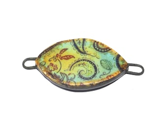 Ceramic Paisley Bracelet Bar Cuff Porcelain 40mm CC2-2
