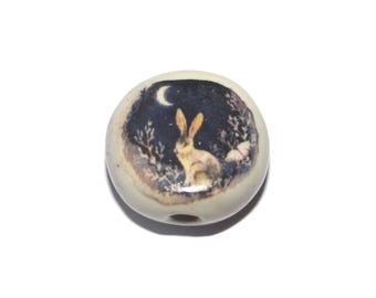 Ceramic Hare Focal Bead Handmade Pottery Beads 16mm PP1-3