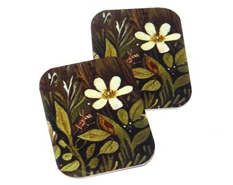 Faux Tin Flower Charms Handmade 25mm 1" MM4-2