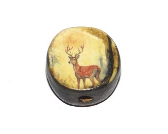 Ceramic Stag Focal Bead Handmade Pottery Beads 17mm PP8-4
