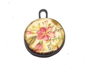 Ceramic Flower Charm Pendant Handmade Focal Porcelain 20mm PP9-4